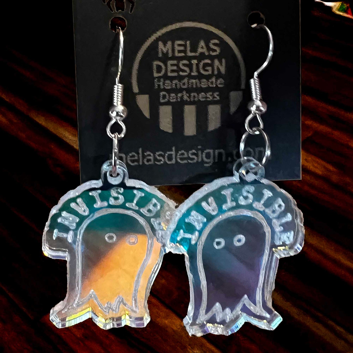 Invisible Ghost Pin Earrings Green Paranormal