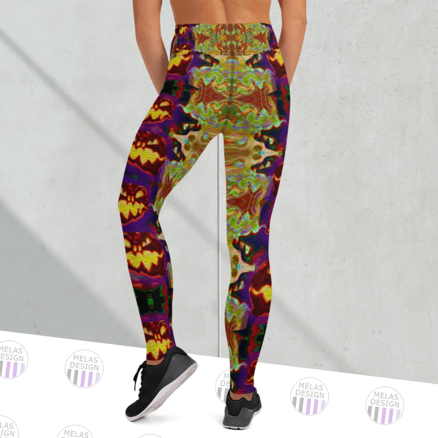 Jack-o-Lantern Caramel Apple Yoga Leggings