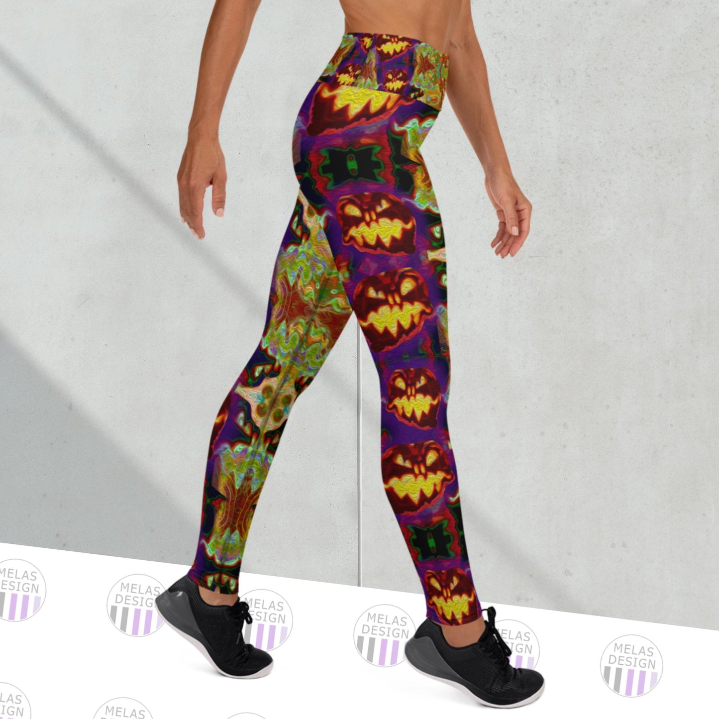 Jack-o-Lantern Caramel Apple Yoga Leggings