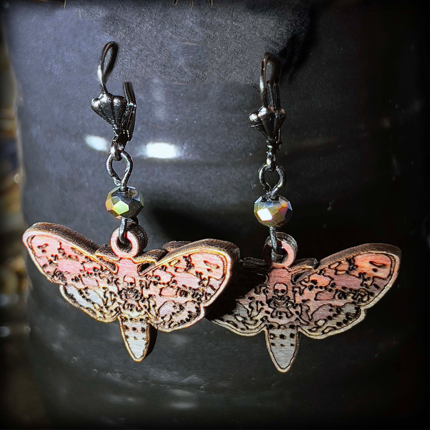 Deaths Head Moth Earrings Alternative Fashion