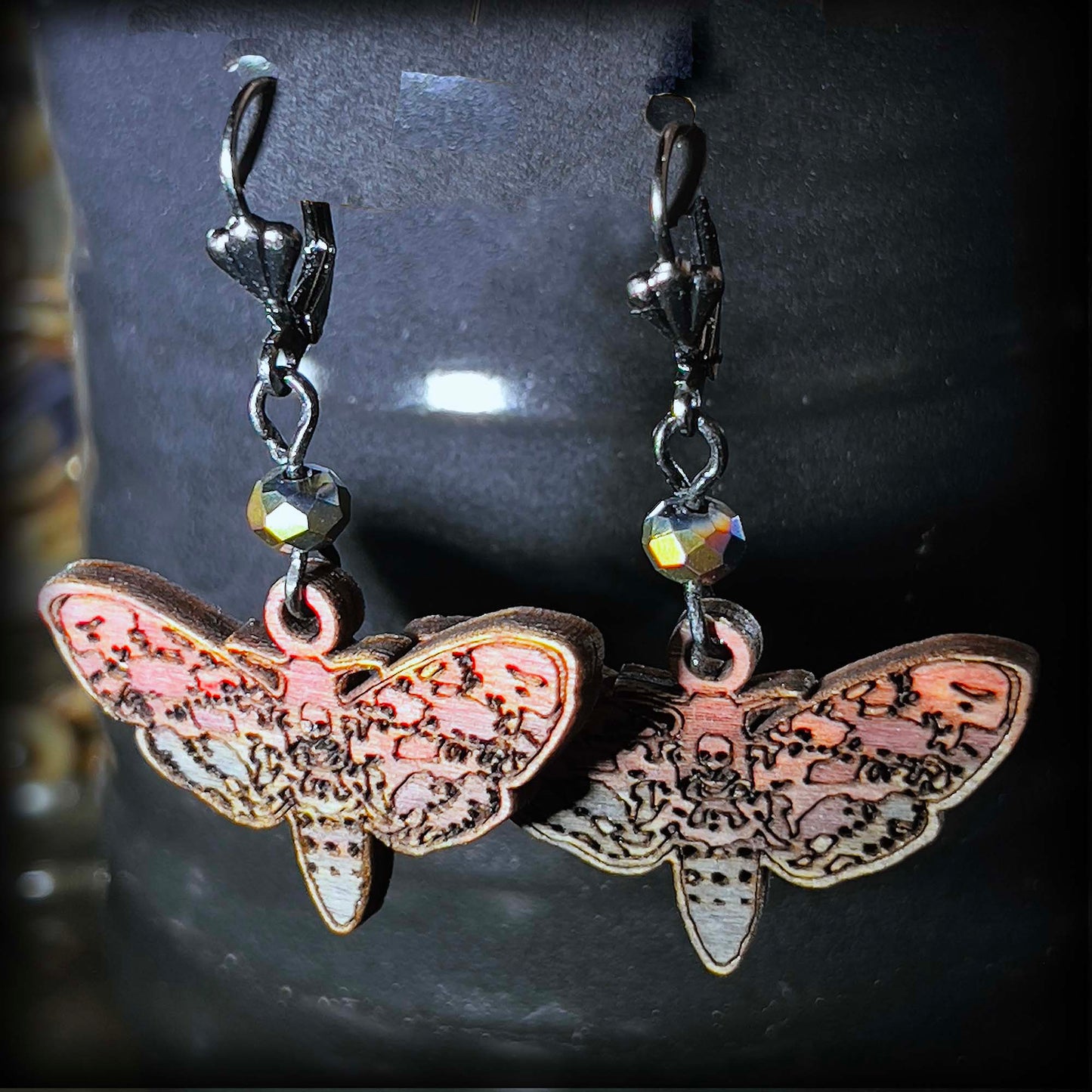 Deaths Head Moth Earrings Alternative Fashion