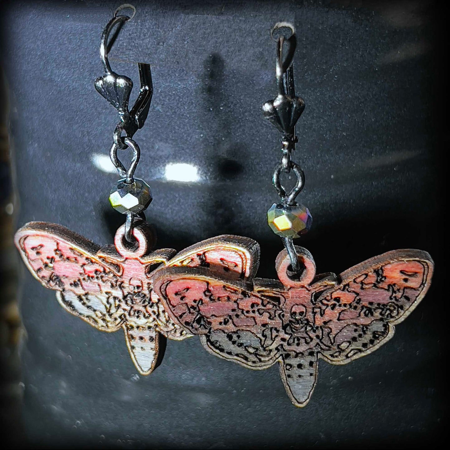 Deaths Head Moth Earrings Alternative Fashion