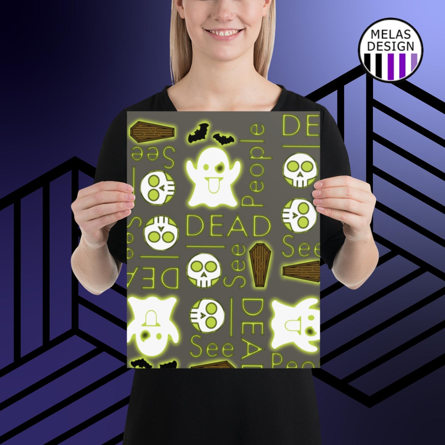 I See Dead People Ghost Emoji art print; haunted house; decor; ghost; Halloween; spooky season; Melasdesign; cute; funny; gothic; paranormal; ghost hunter; clairvoyant; psychic; wall art; art print; gift idea