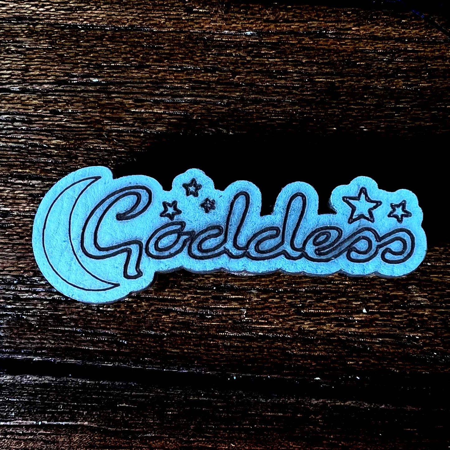 Goddess Text Crescent Moon Stars Barrette