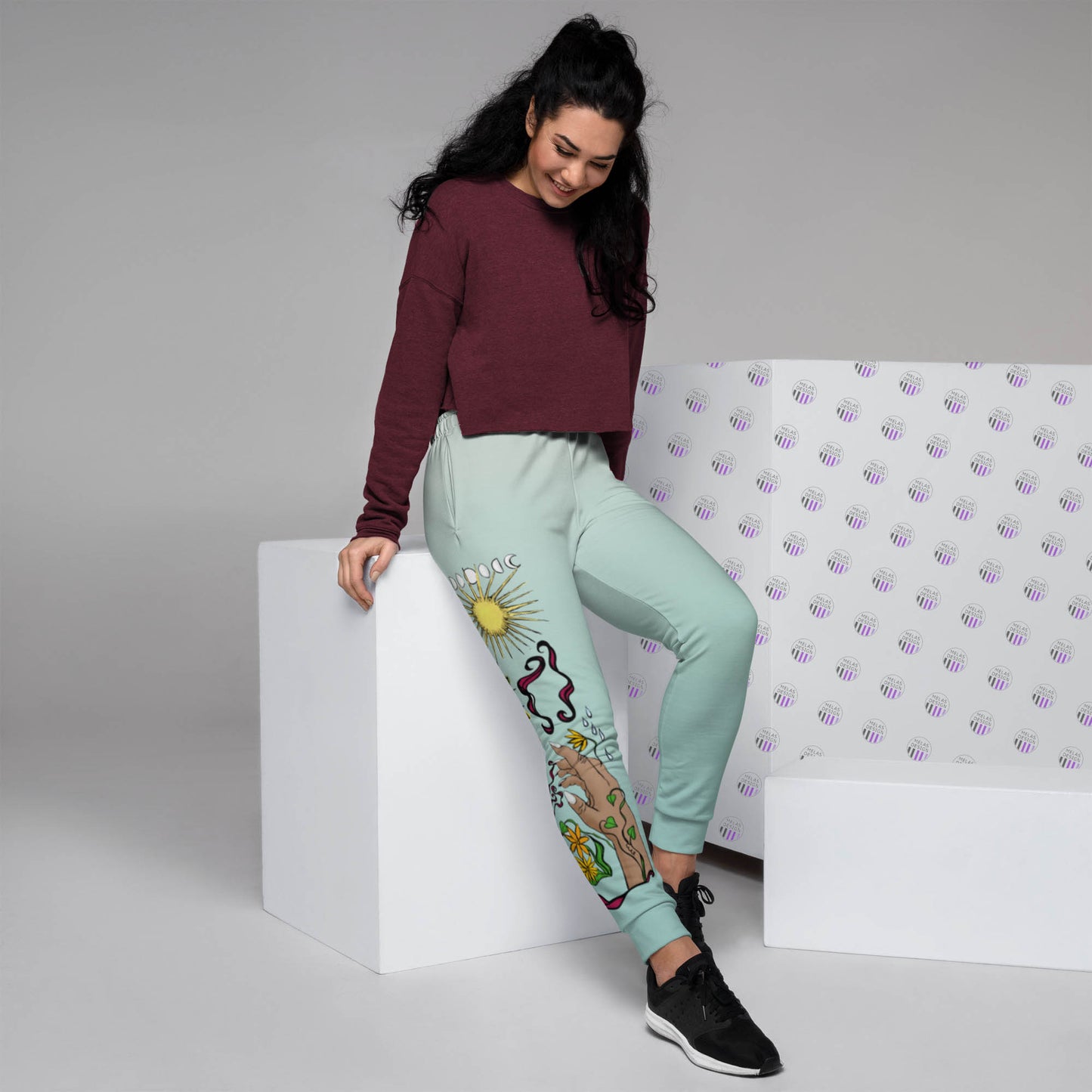 Hand of the Goddess Women's Joggers; alternative; fashion; womens; witchy; pagan; joggers; occult symbolism; small business; Melasdesign; pants; comfortable; XS-3X; plus size