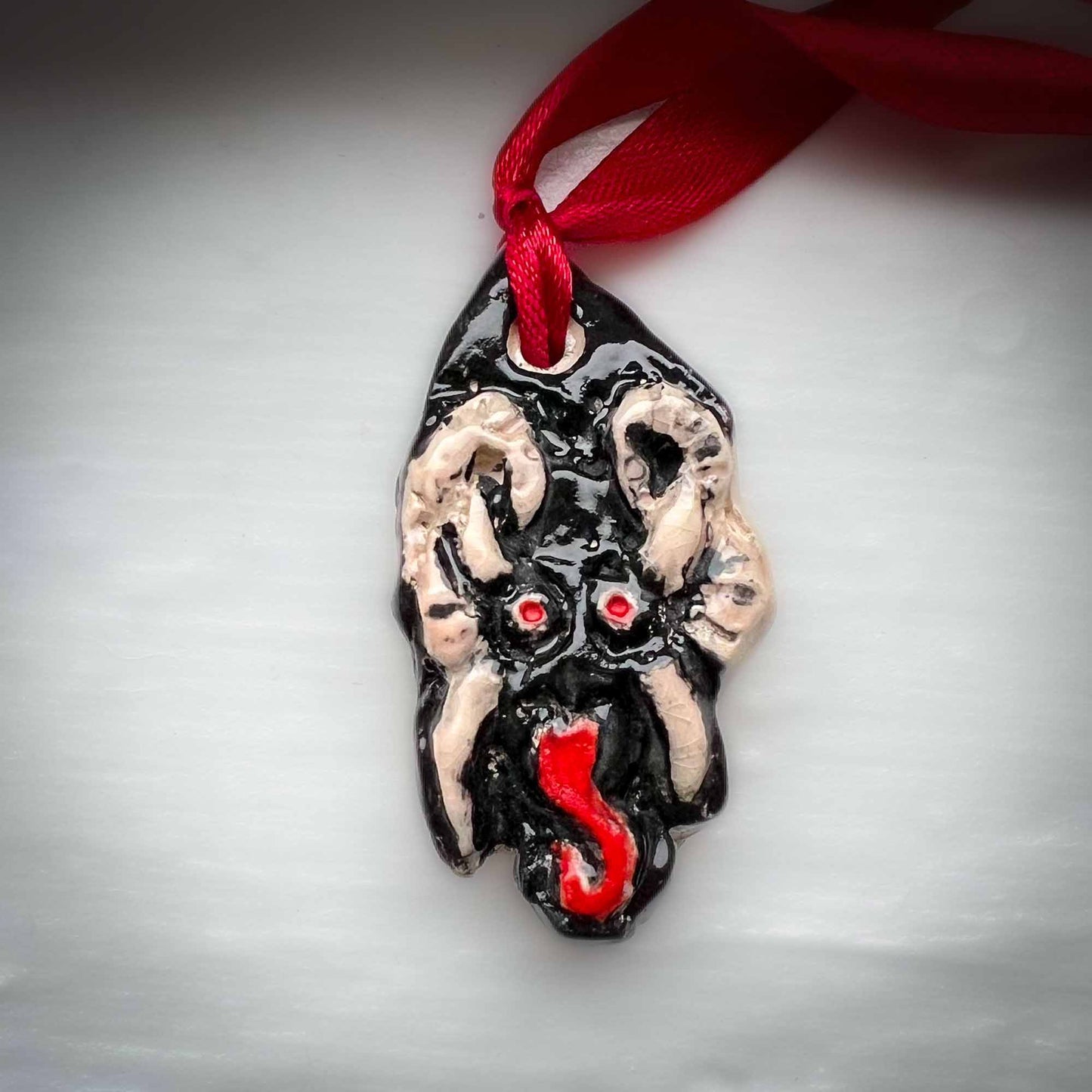 Ceramic Black Krampus Head Ornament
