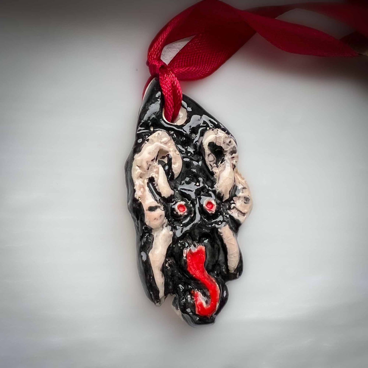 Ceramic Black Krampus Head Ornament