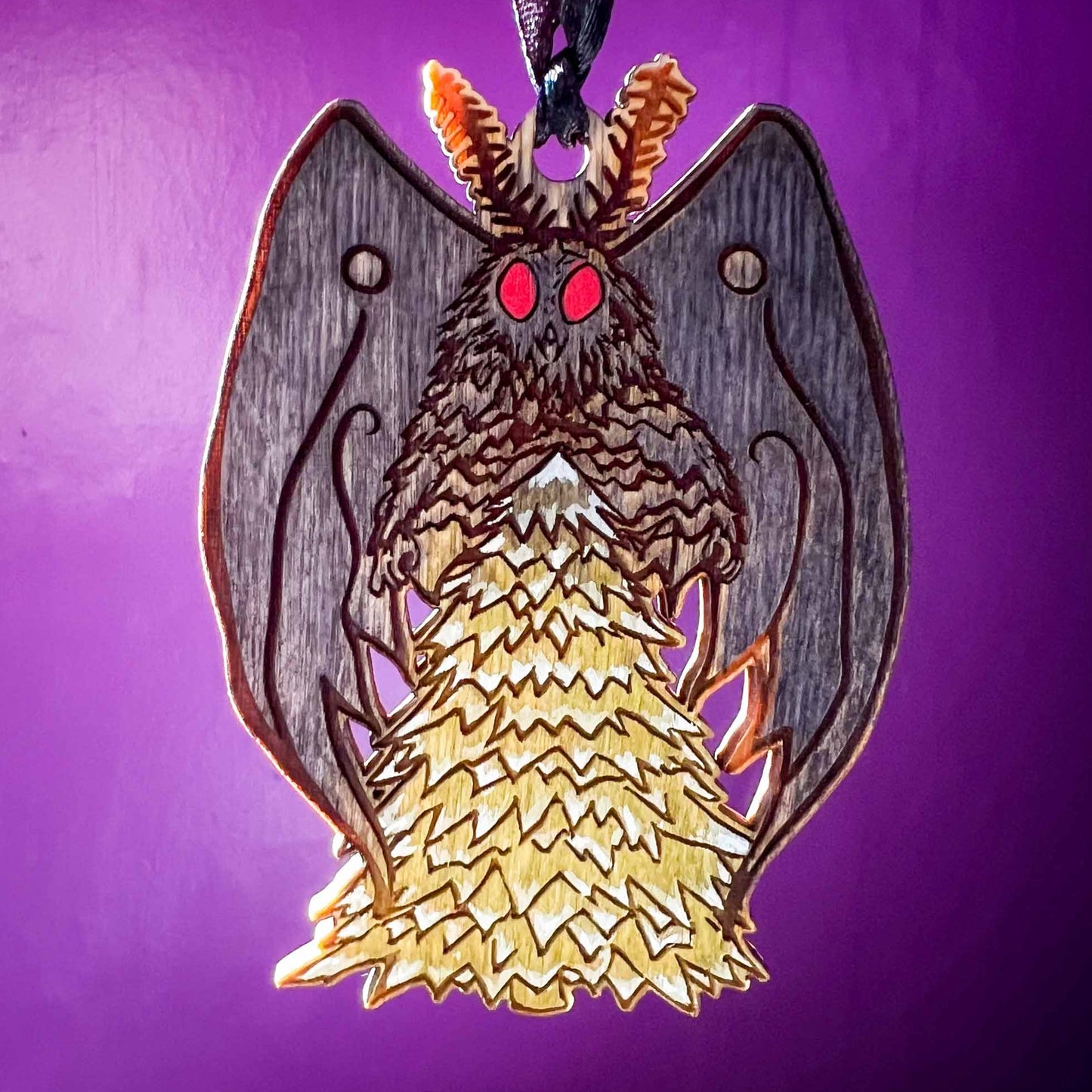 Holiday Mothman Ornament Cryptid Tree; mothman; ornament; holiday; Christmas; shop small; Melasdesign Handmade; Cryptid Collection; Thomas WV; mothman and tree; alternative; cryptid core