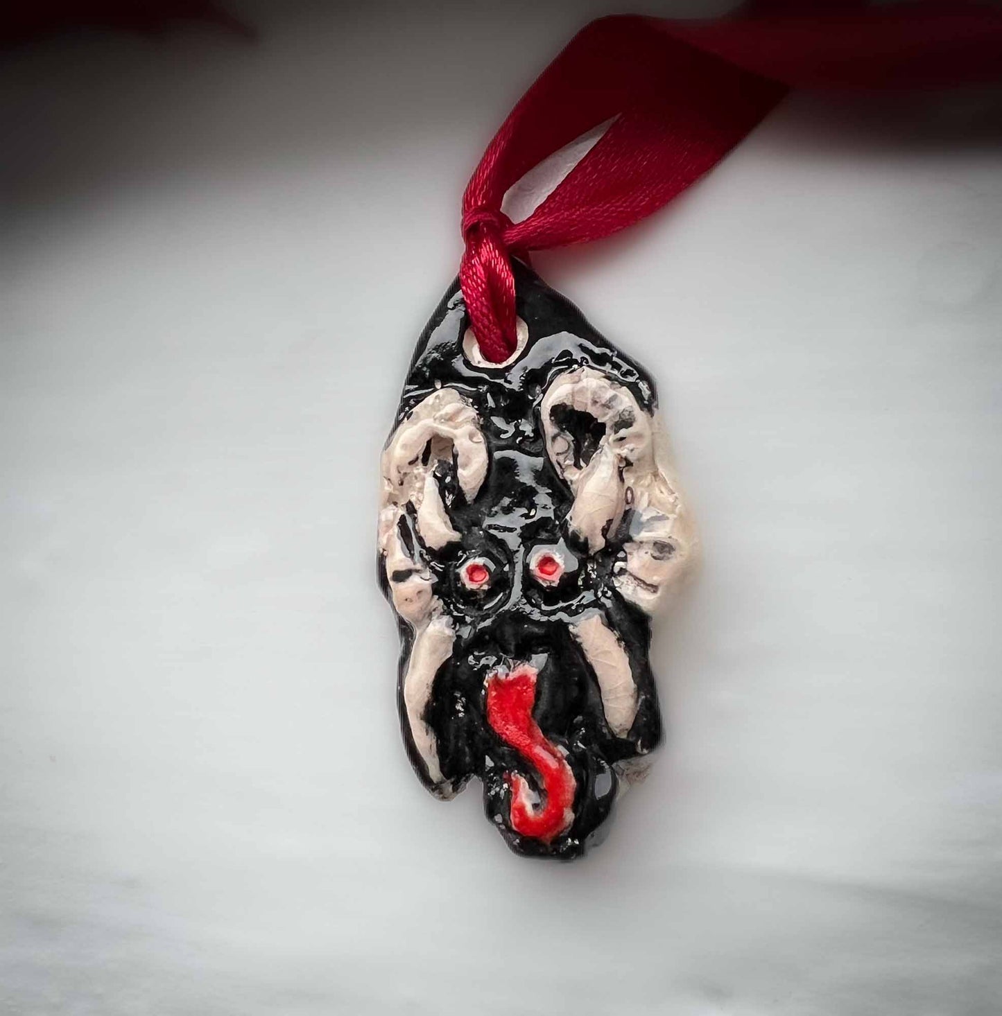 Ceramic Black Krampus Head Ornament