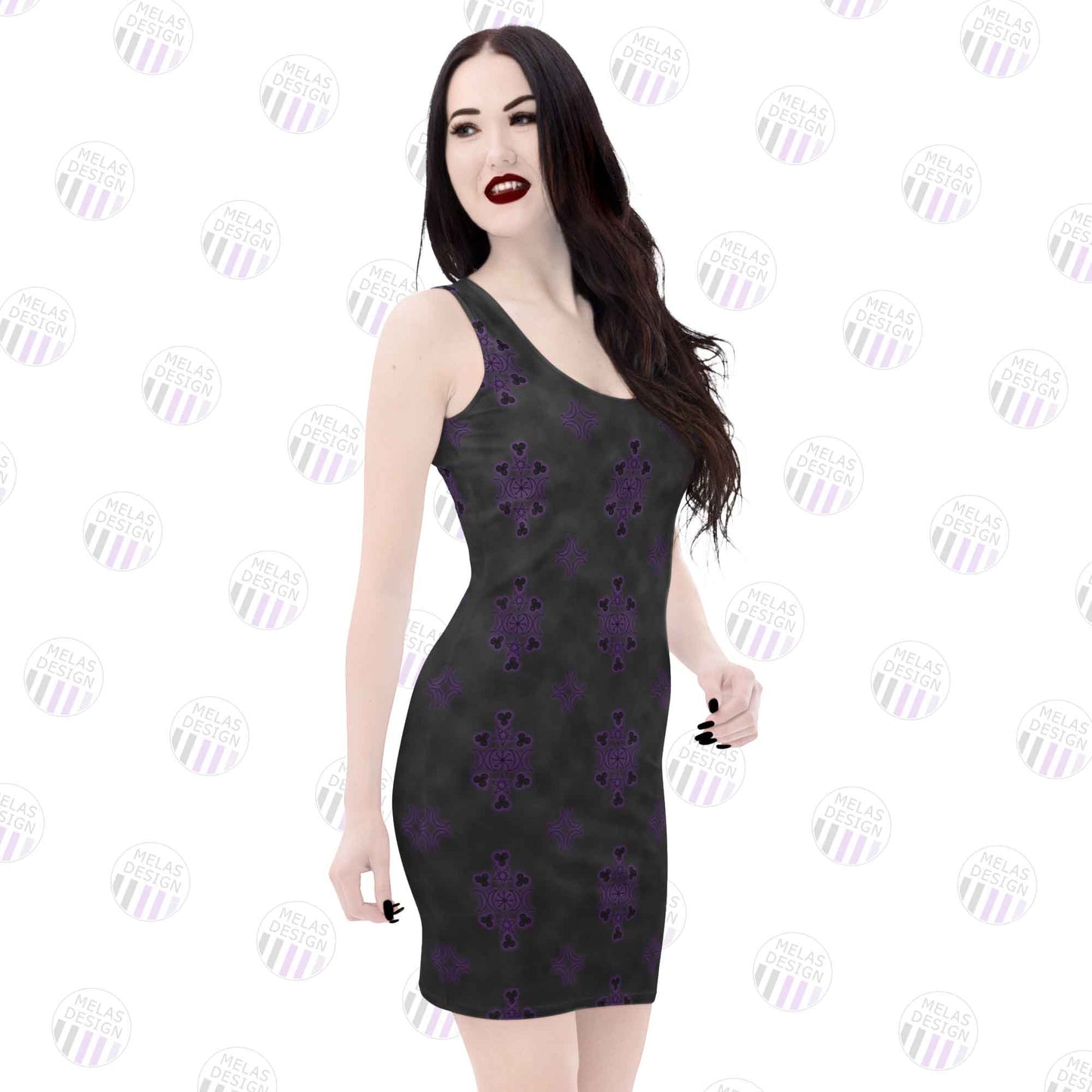 Witchy Ombre Cloudy Body-Con Dress Purple to Black