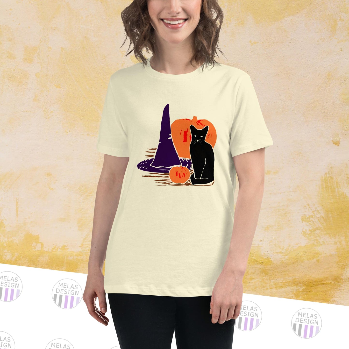 Witch Cat Pumpkin Women's Relaxed T-Shirt