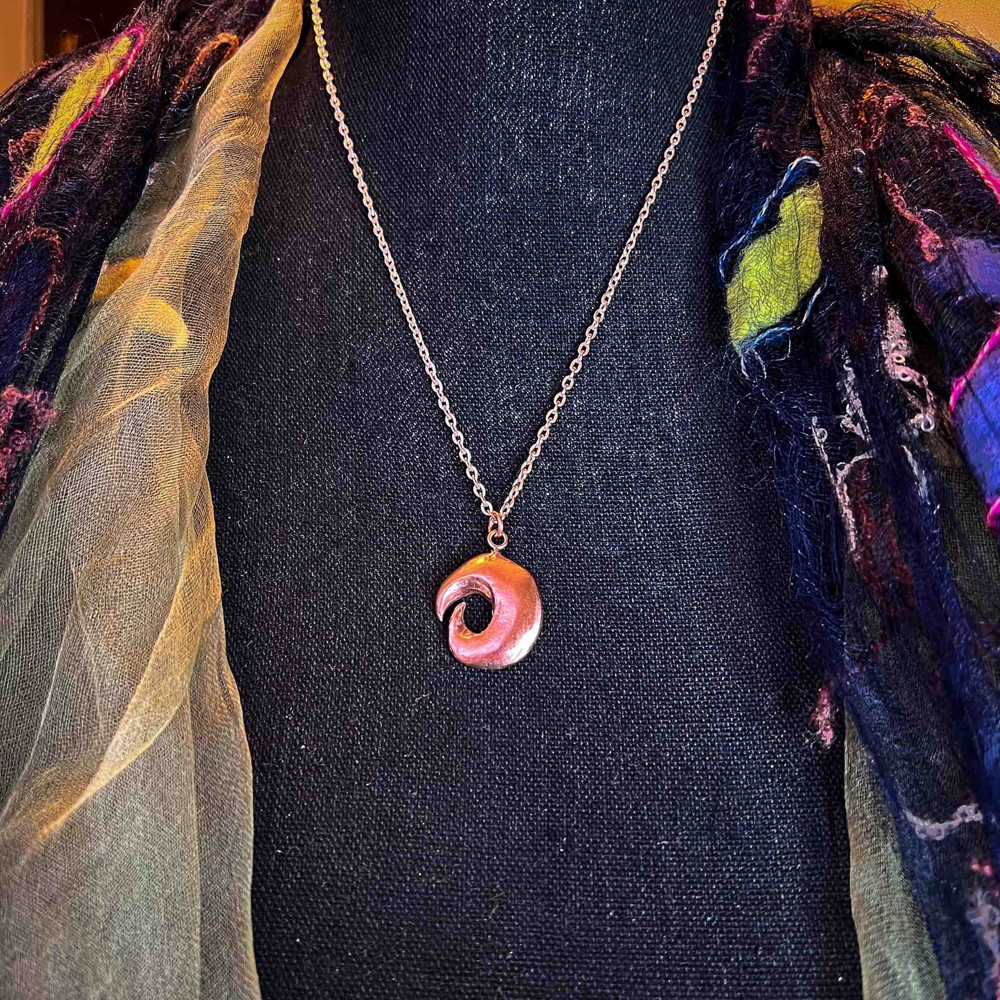 Small Crescent Moon Waxing Charm Copper; amulet; crescent moon; copper; pendant; charm; charged; snow moon; Melasdesign Handmade; Thomas WV; necklace; one of a kind; witchy things; gift idea; small business; occult