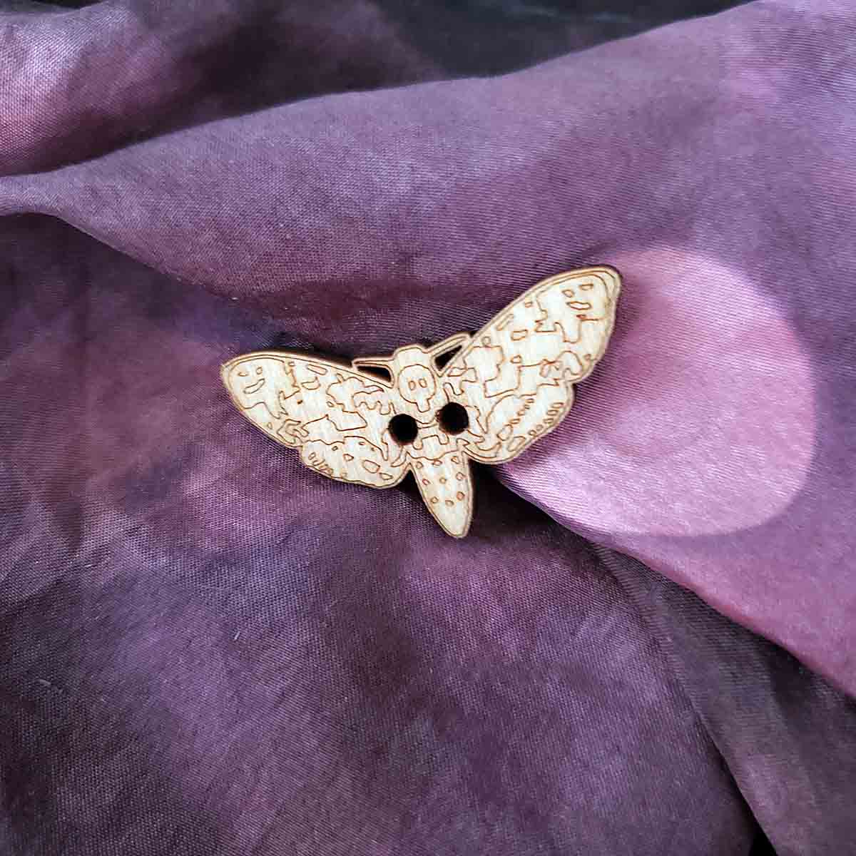 Deaths Head Moth Buttons for Sewing from Birch Wood; wood; gothic; Melasdesign; made in usa