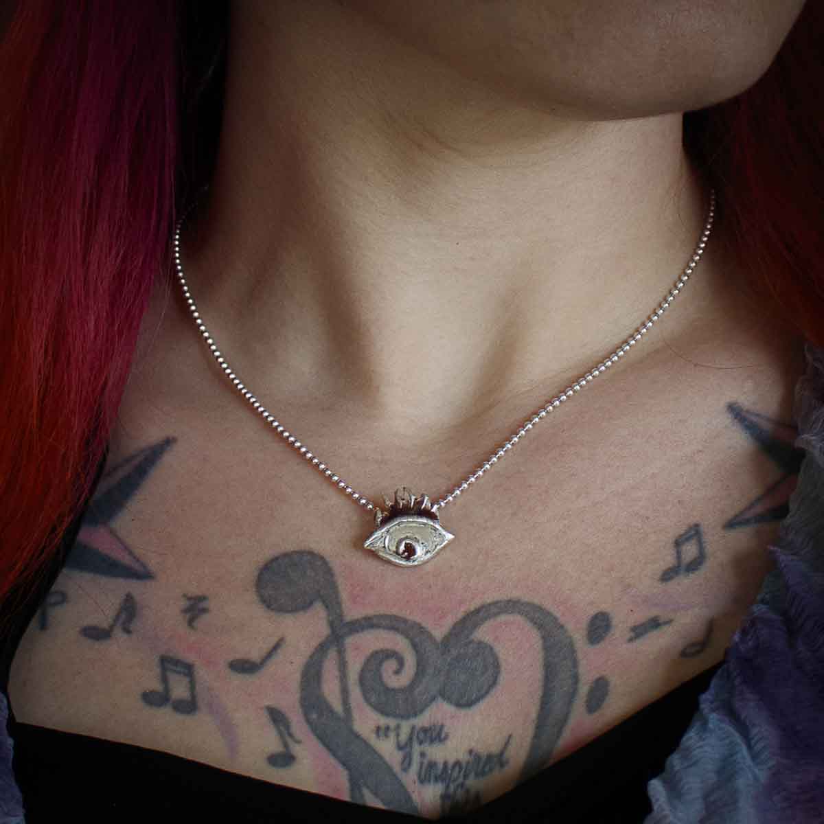 red eye pendant; red eye jewelry; handmade eye pendant; Melasdesign Handmade Shop
