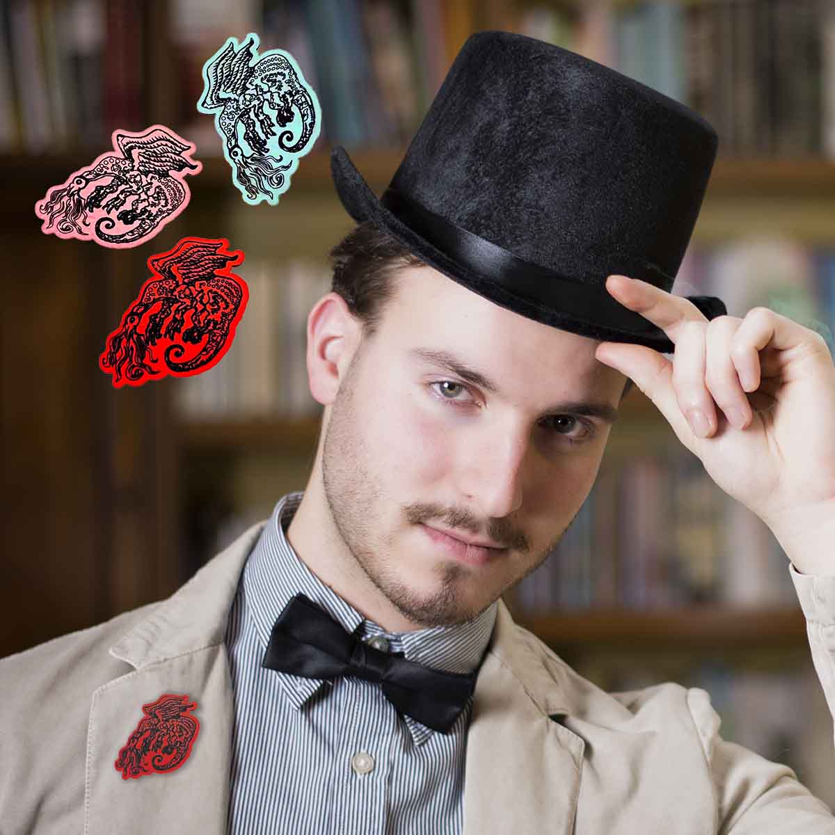 snallygaster pin; pinback button; Melasdesign Handmade Darkness; cryptid collection; West Virginia Cryptid; Maryland Cryptid; monster; monsters; sci-fi; fashion accessories; affordable gift