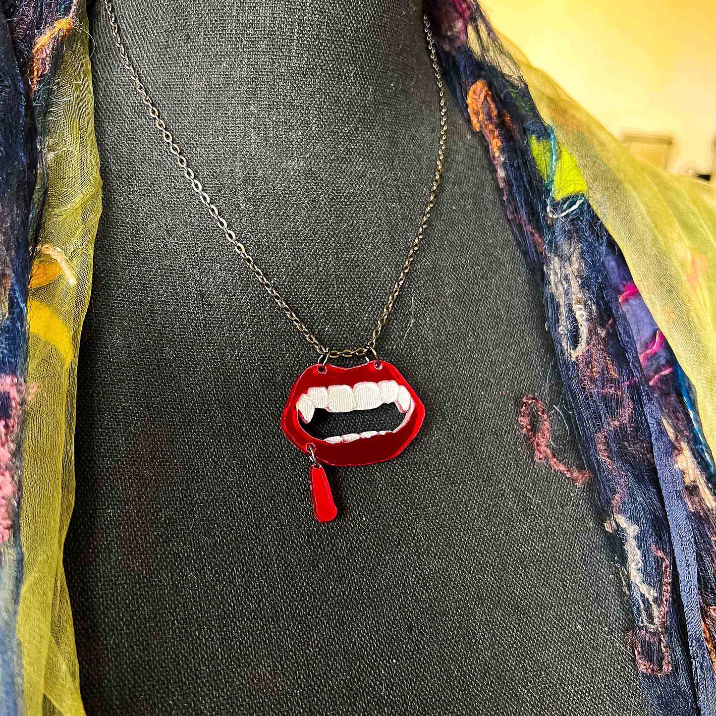 vampire jewelry; vampire bite necklace; handmade;  sexy; goth; glam; alternative