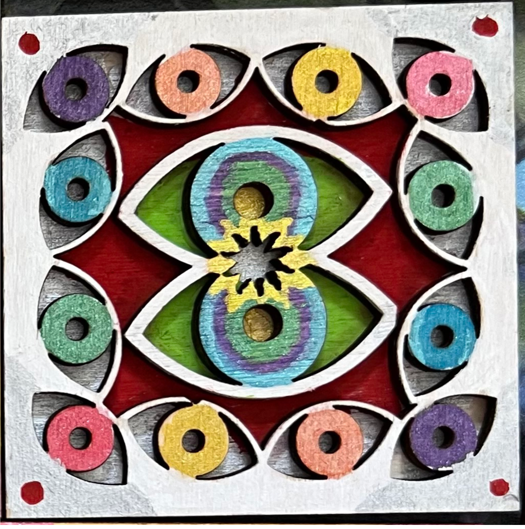 Small Eyes Mandala Art in Wood 1