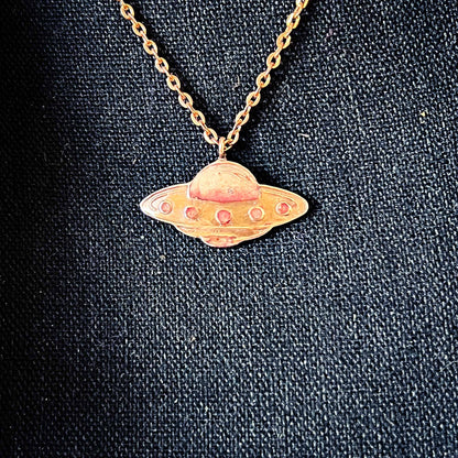 UFO Pendant Copper White Enamel