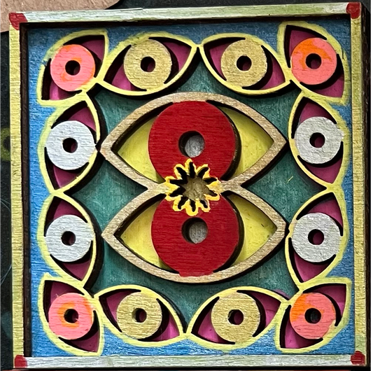 Small Eyes Mandala Art in Wood 1