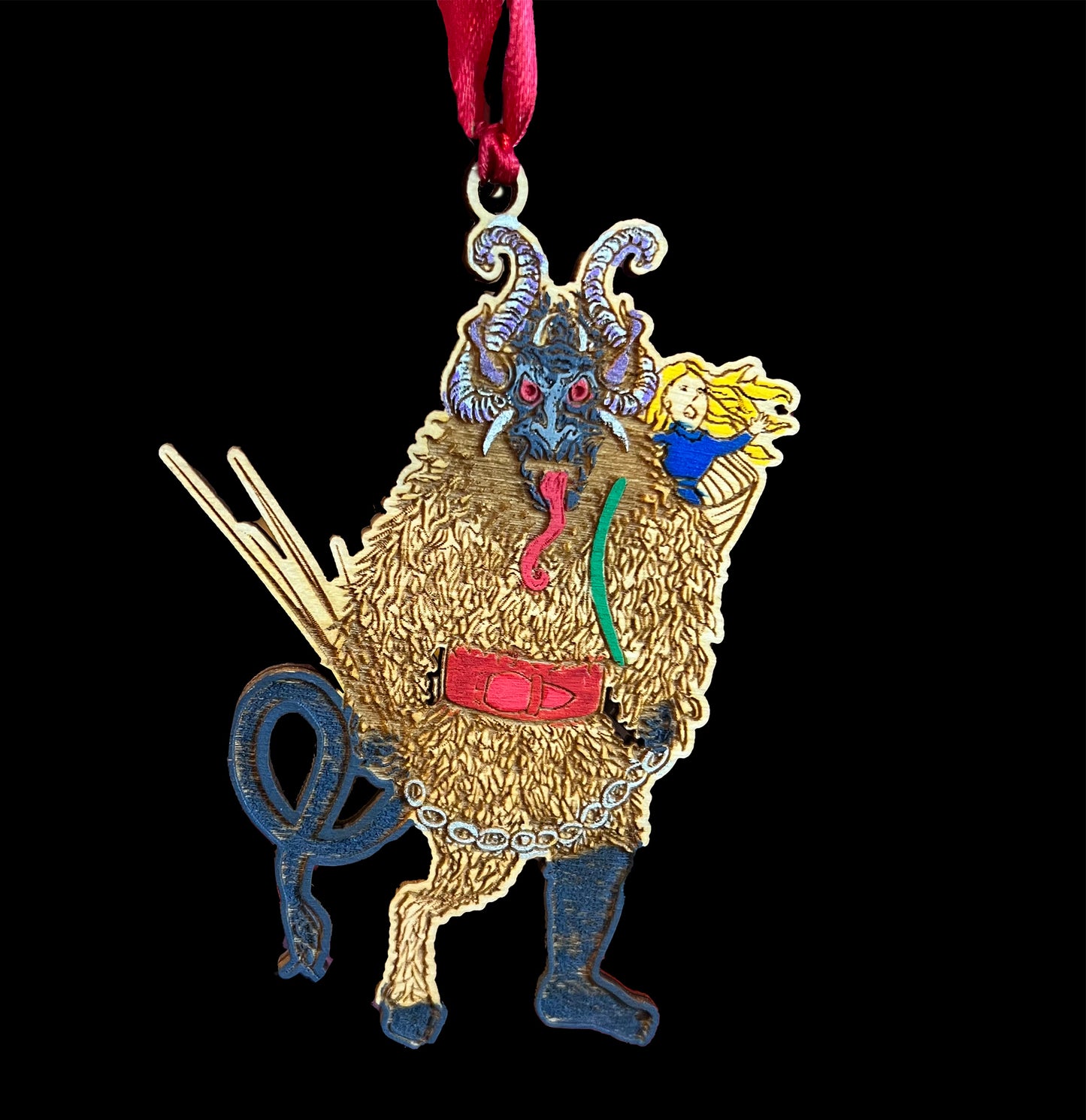 Krampus Hanging Decor Ornament with Child in Sack; Krampus Ornament; Krampus Christmas; Melasdesign Handmade; Thomas WV; alternative Christmas ornaments; gift idea; Krampus