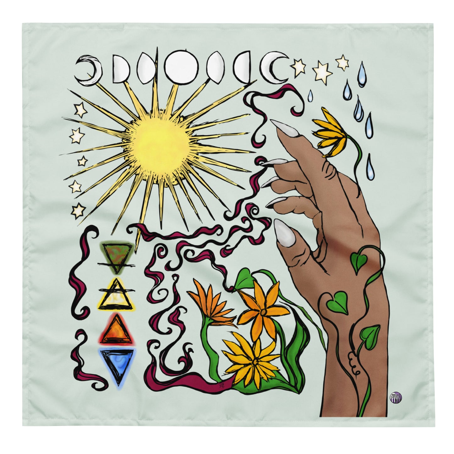 Hand of the Goddess Altar Cloth; pagan; witchy; wiccan; new age; altar cloth; altar; art; nature; moon phase; Melasdesign; Thomas WV