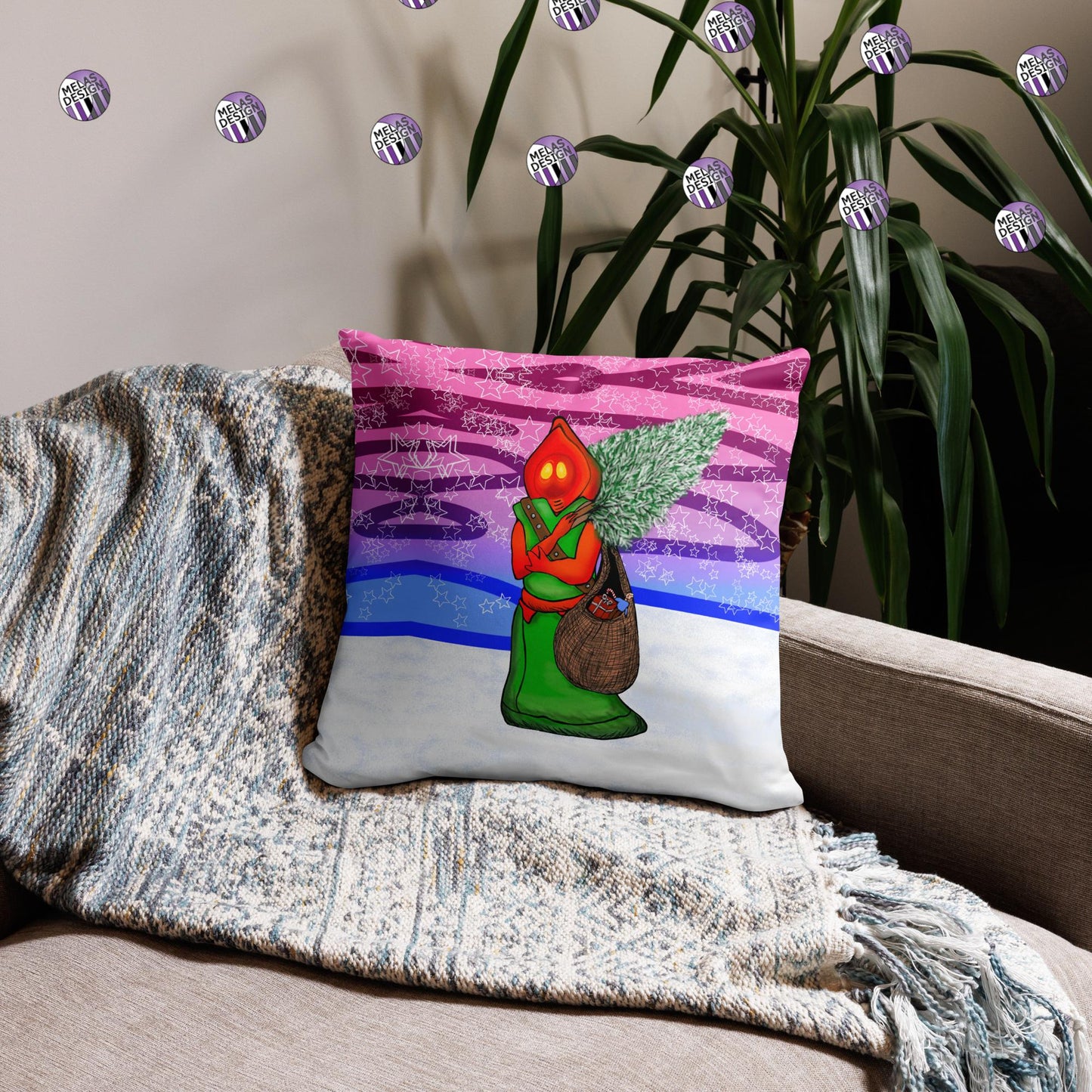 Cryptid Santa Flatwoods Monster Throw Pillow; 18x18; shop small