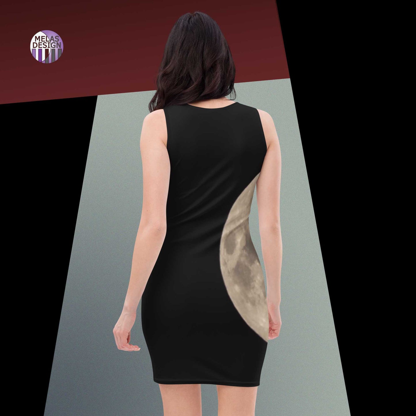 Solstice Moon Bodycon Dress Witchy Elegance; Product mockup; back