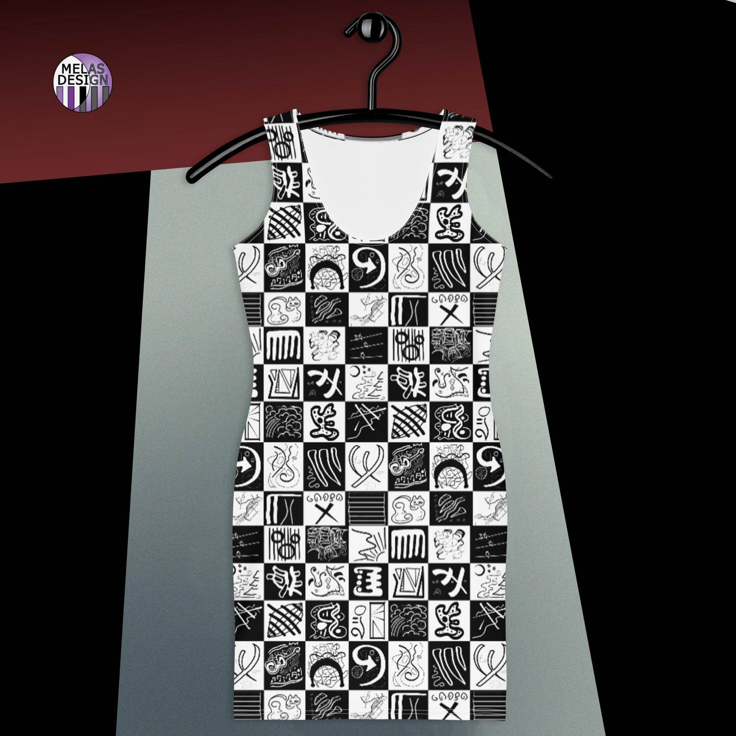 Mela Does Kandinsky Checkerboard Body-con Dress