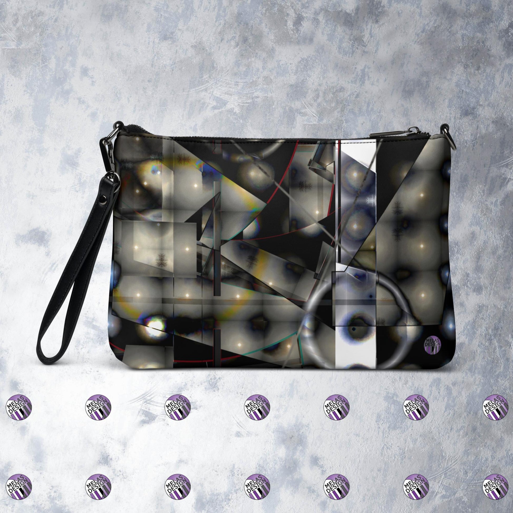 Cold Moon Solstice Meditation Cross-Body Bag; Product mockup back; Melasdesign logos