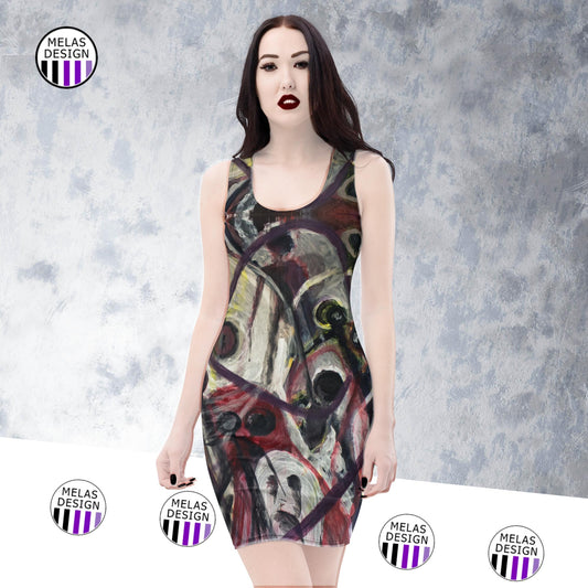 Ghosts Shadow People Bodycon Dress; gothic; fashion; alternative; womens; dress; ghosts; abstract; paranormal; Melasdesign; small business
