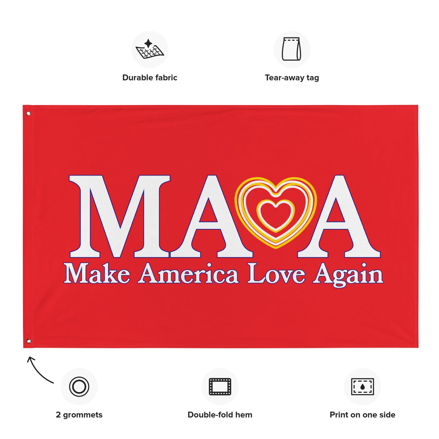 Make America Love Again Flag Seeds of Dissent; product specs