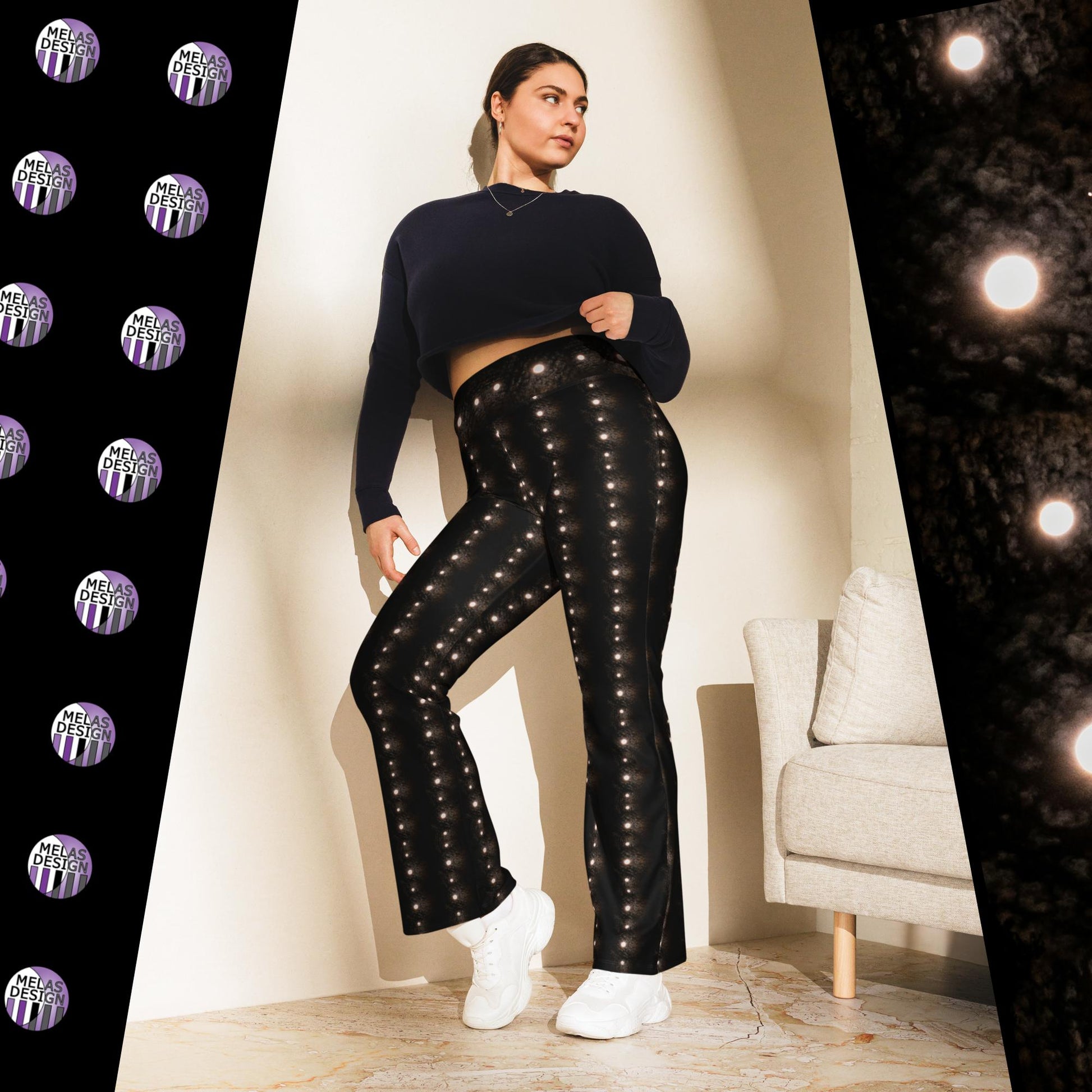 Dotted Stripe Full Moon Flare Leggings; Eco-Friendly