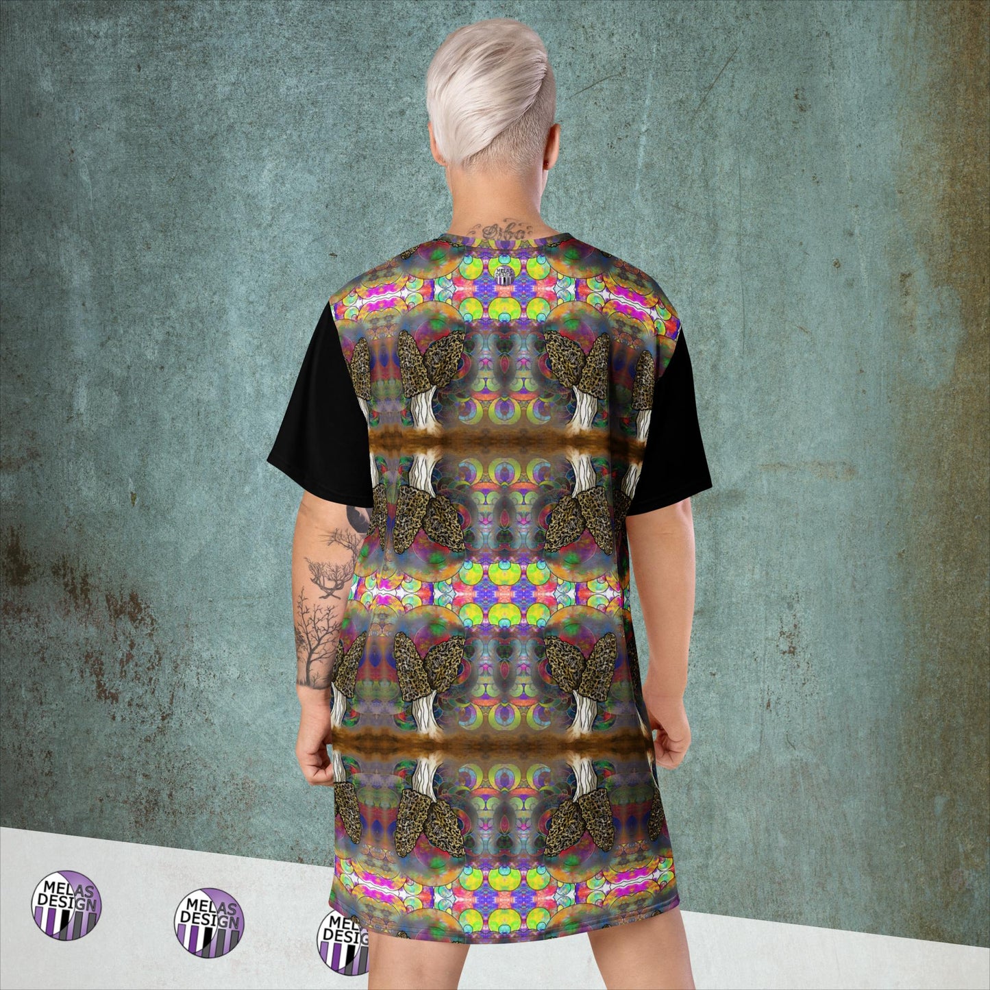 Trippy Morel Mushroom Pattern T-shirt Dress Ostara