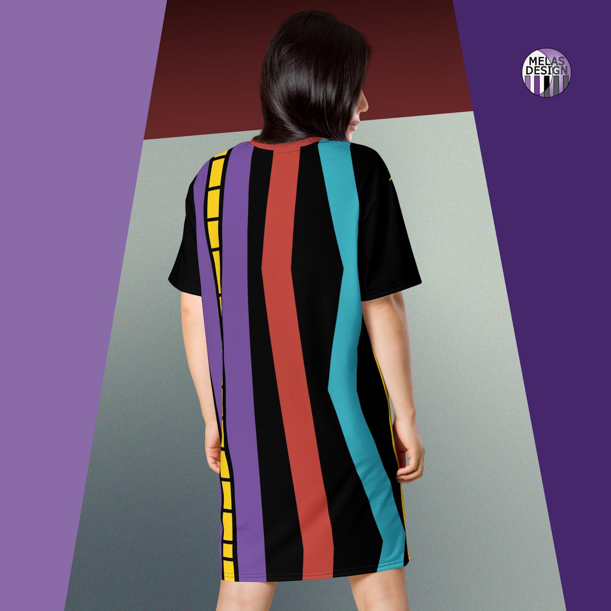 Melas Test Strip Mod Striped T-shirt Dress; back