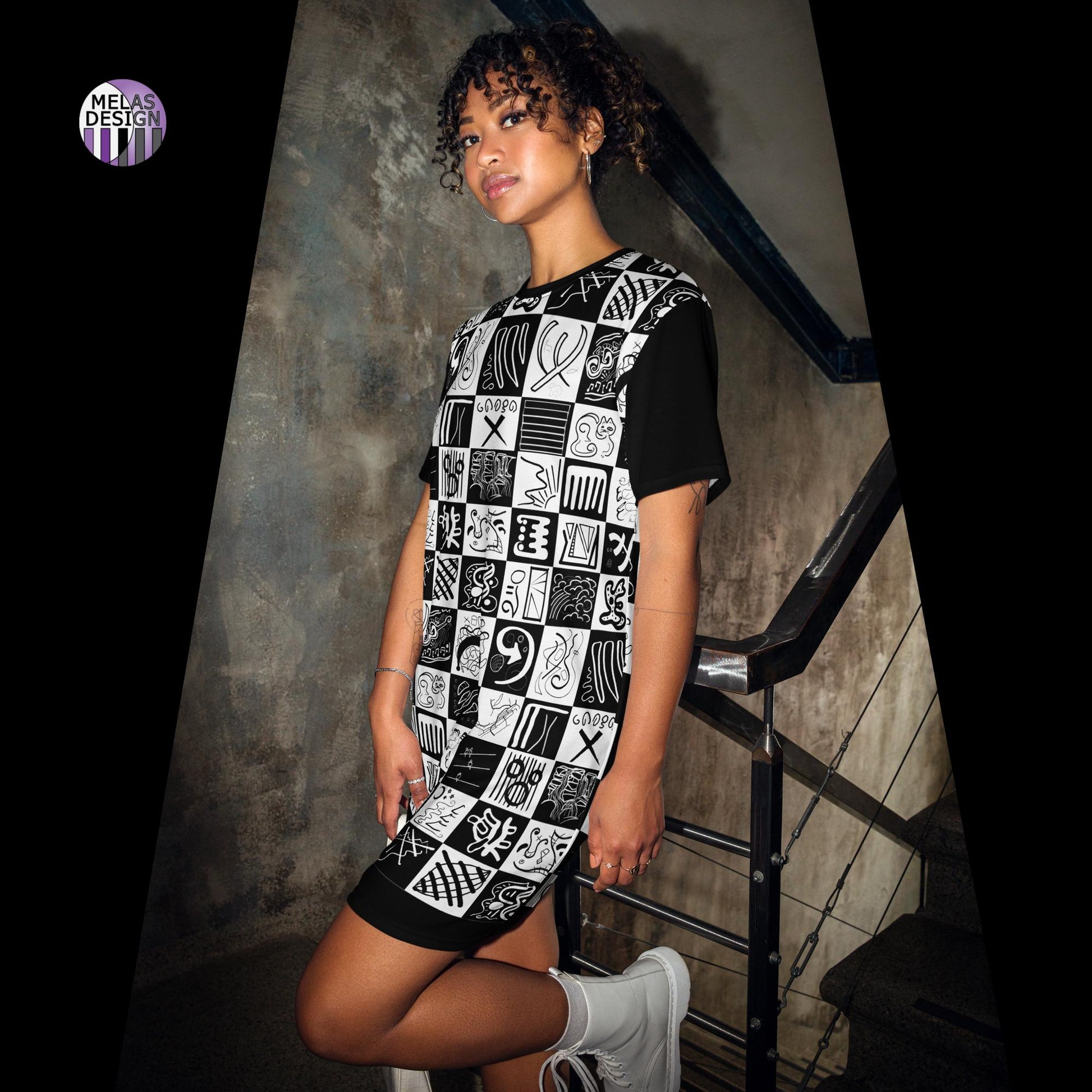Mela Does Kandinsky; Checkerboard T-shirt Dress; Melasdesign; fashion; black and white; Spring; Summer; casual; sporty; XS-4X; Thomas WV
