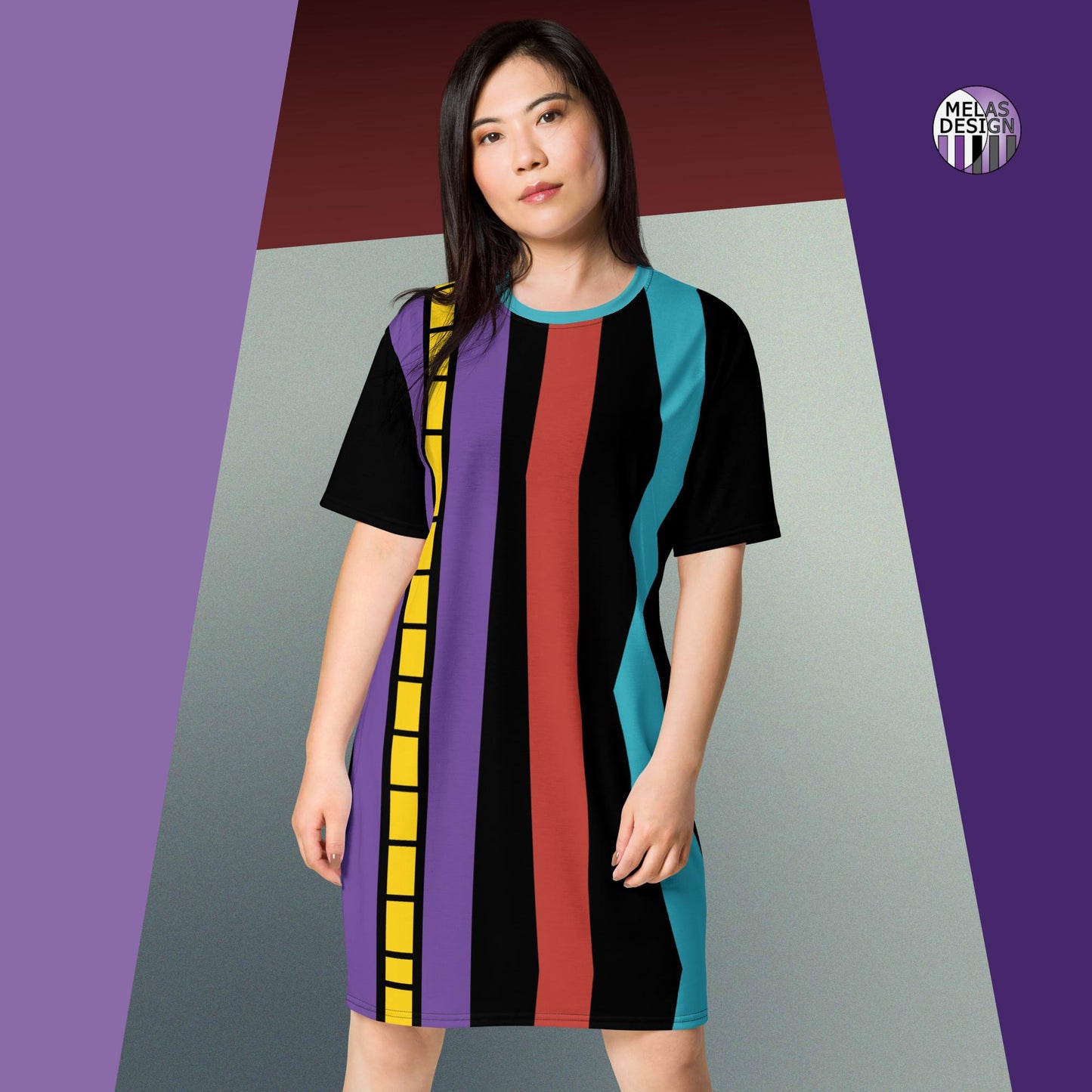 Melas Test Strip; Mod Striped T-shirt Dress; M-L