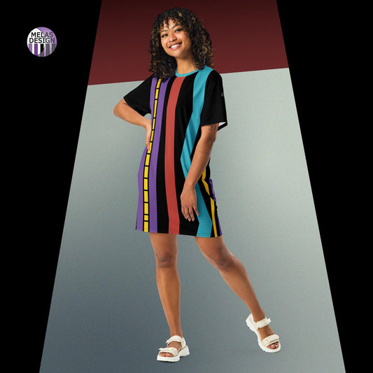 Melas Test Strip; Mod Striped T-shirt Dress; XS-S
