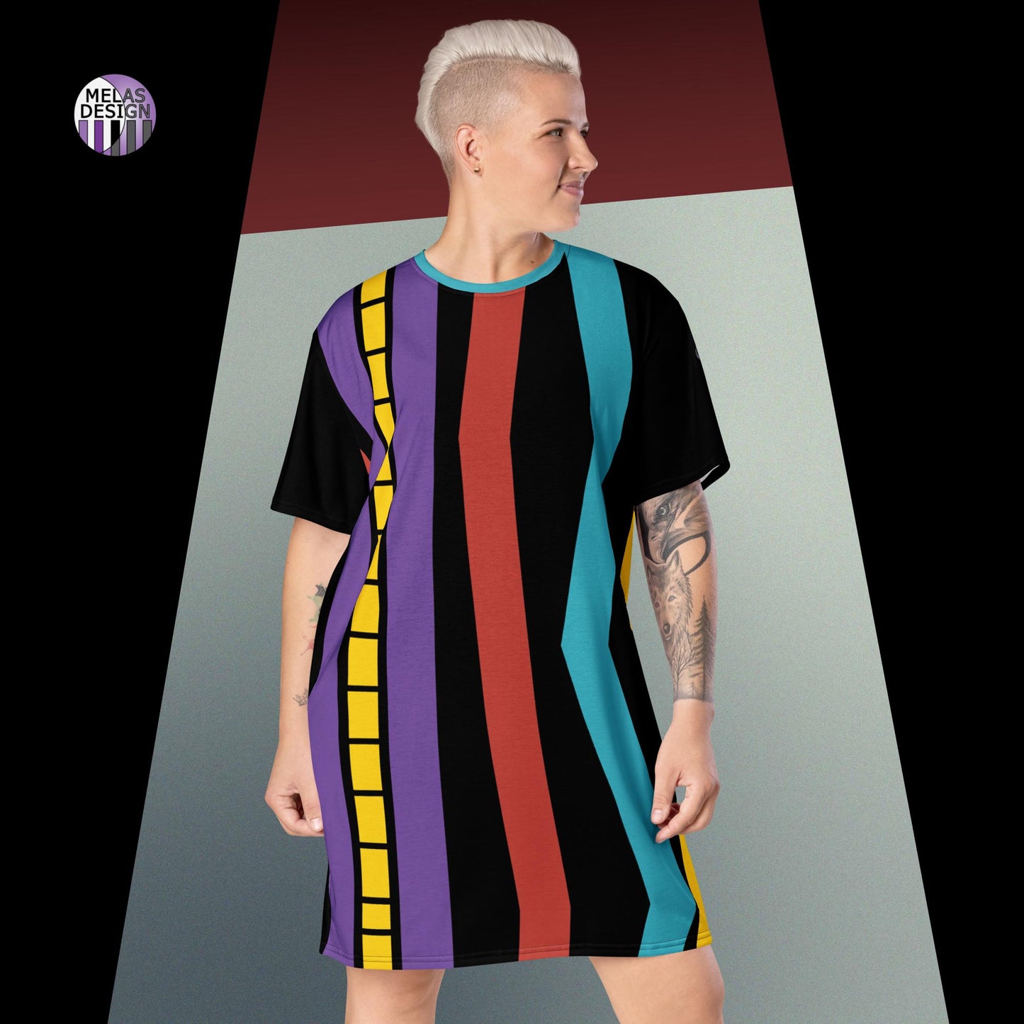 Melas Test Strip; Mod Striped T-shirt Dress; XL-6X