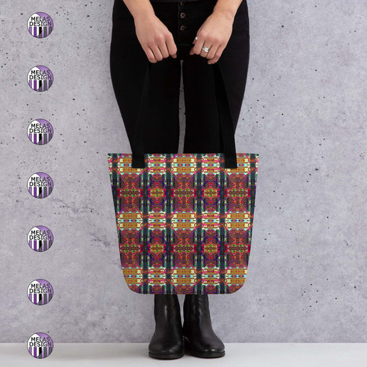 Bag for Complicated Times Tote Vegvisir; product mock-up held by model plus Melasdesign logos; 