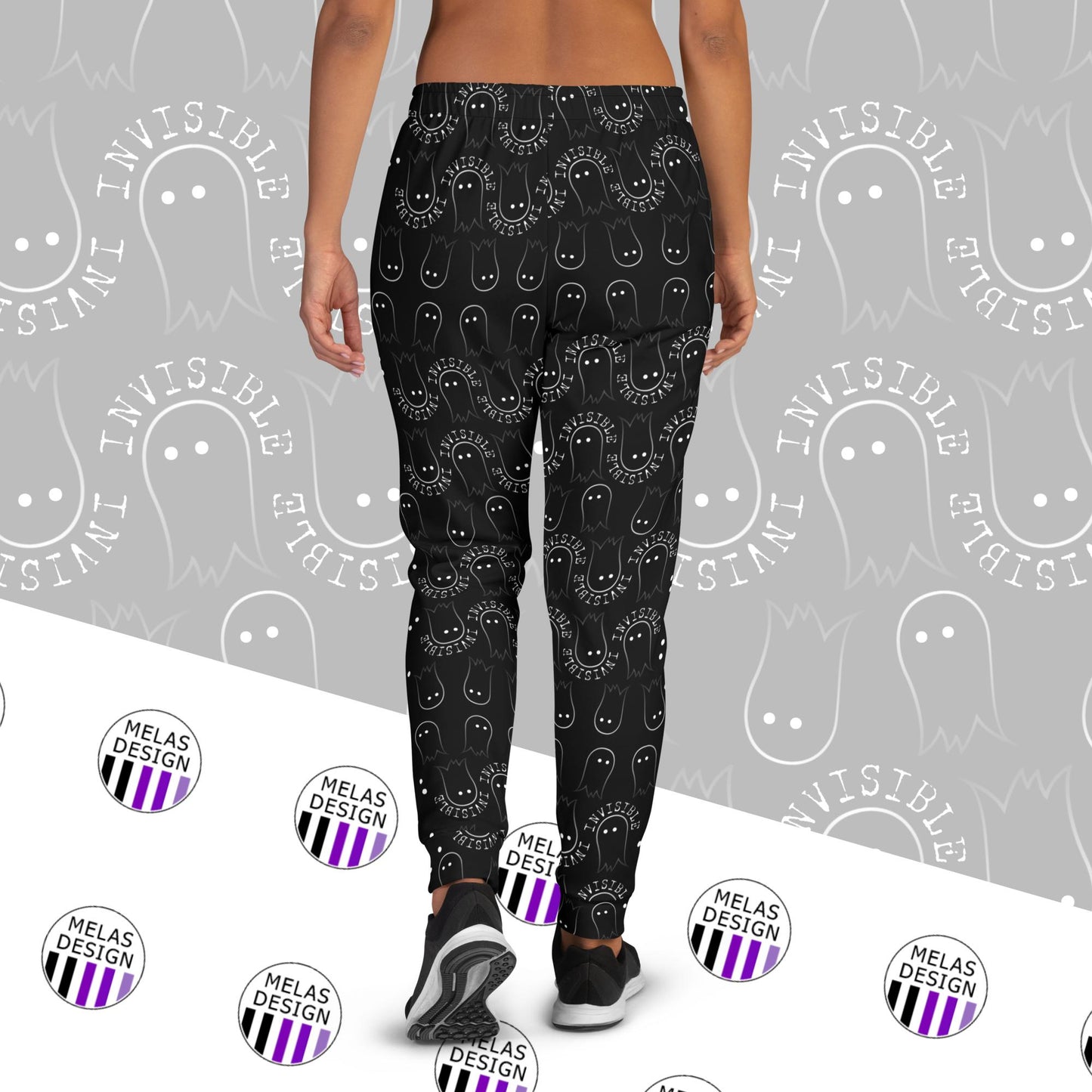 Invisible Ghost Emoji Pattern Women's Joggers
