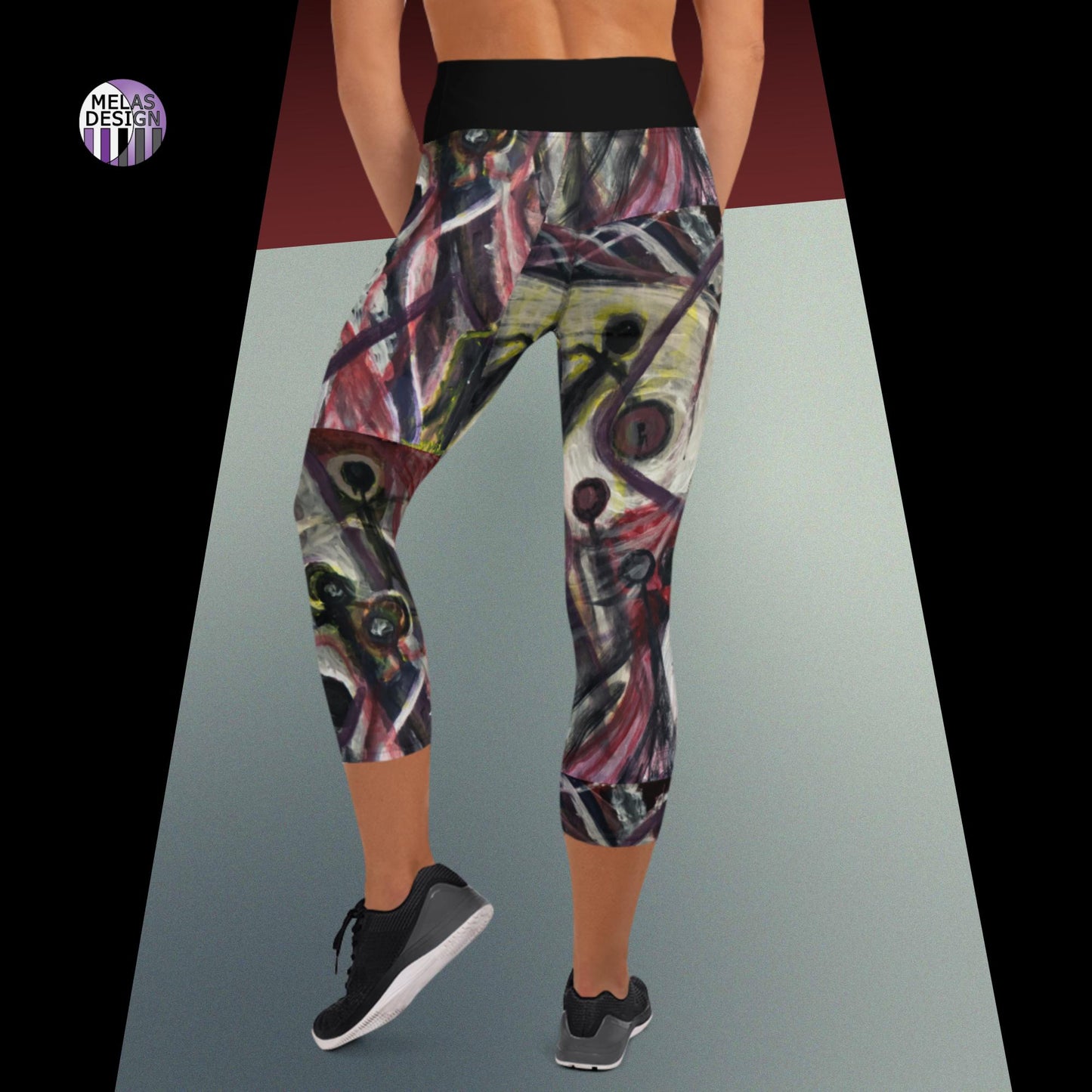 Ghosts Shadow People Yoga Capri Leggings Gothic Abstract