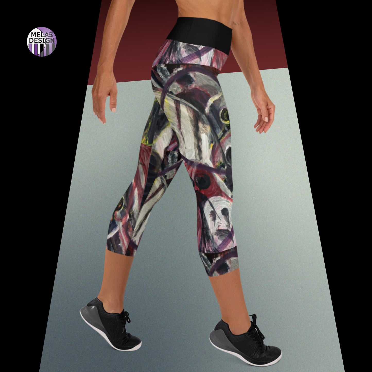 Ghosts Shadow People Yoga Capri Leggings Gothic Abstract