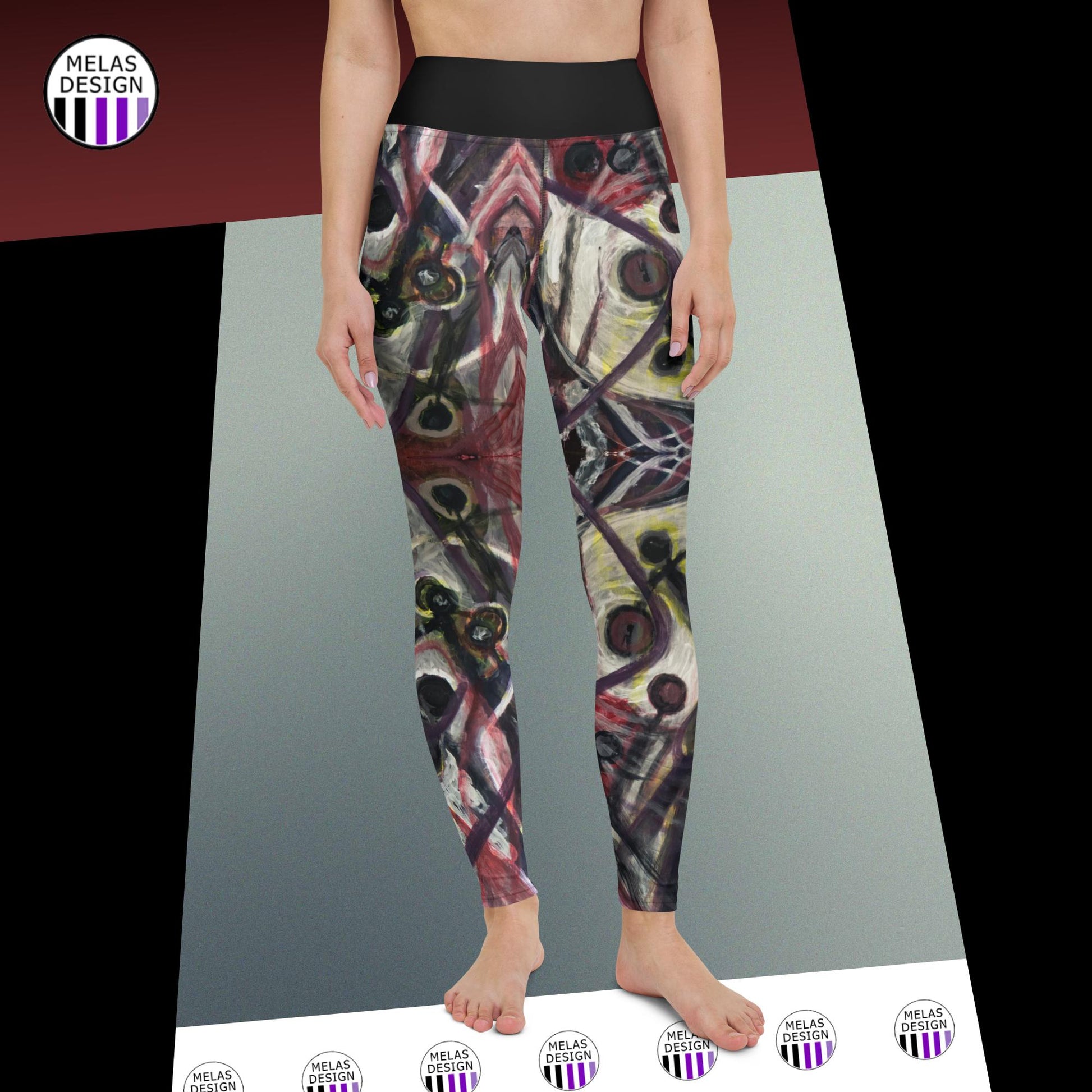 Ghosts and Shadow People Yoga Leggings; alternative; gothic; witchy; fashion; Melasdesign; small business; Halloween; paranormal; activewear