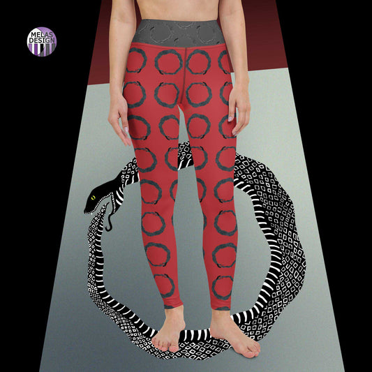 Ouroboros Infinity Yoga Leggings Witchy Alternative; witchy; gothic; alternative; yoga; leggings; clothes; Melasdesign; small business; XS-2X; snake biting tail pattern; alternative activewear; gothic; witchy