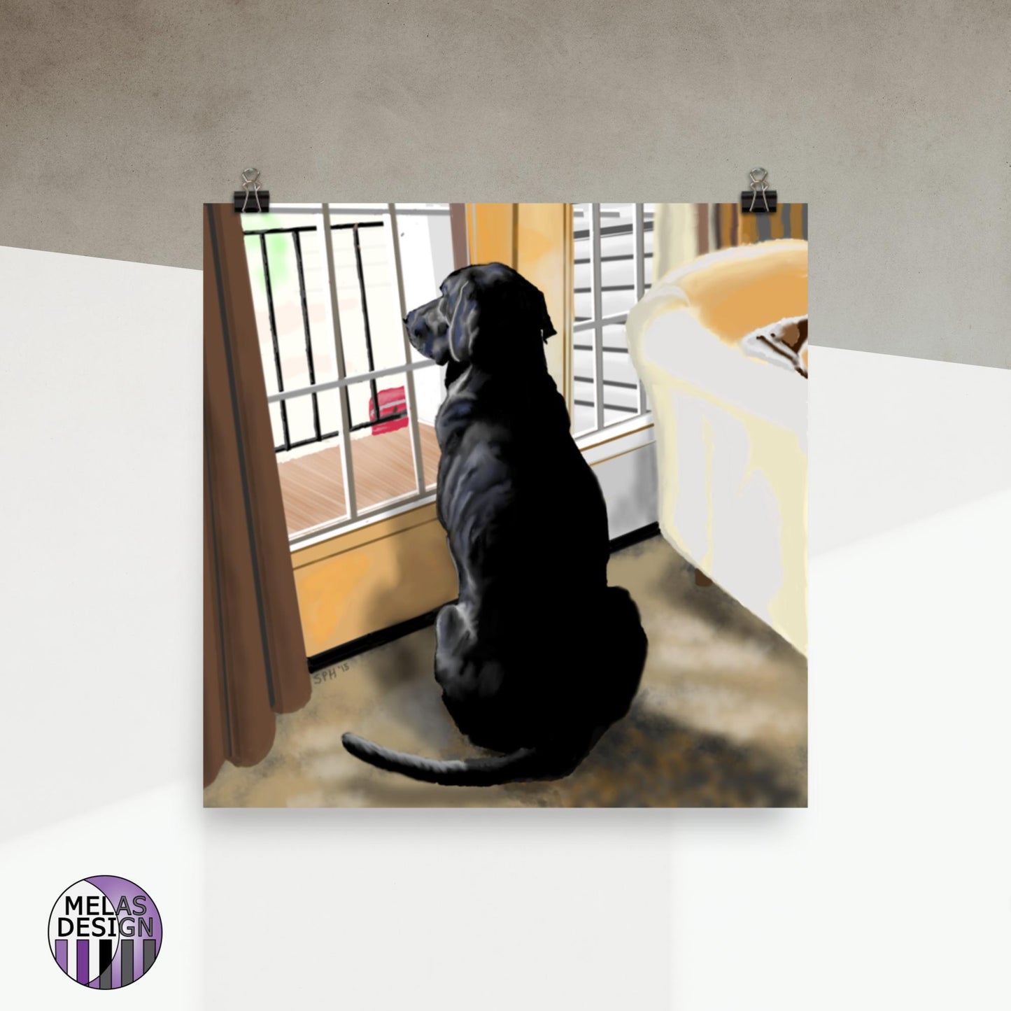 Ajax Watches the World Go By Art Print Labrador Retriever at Window