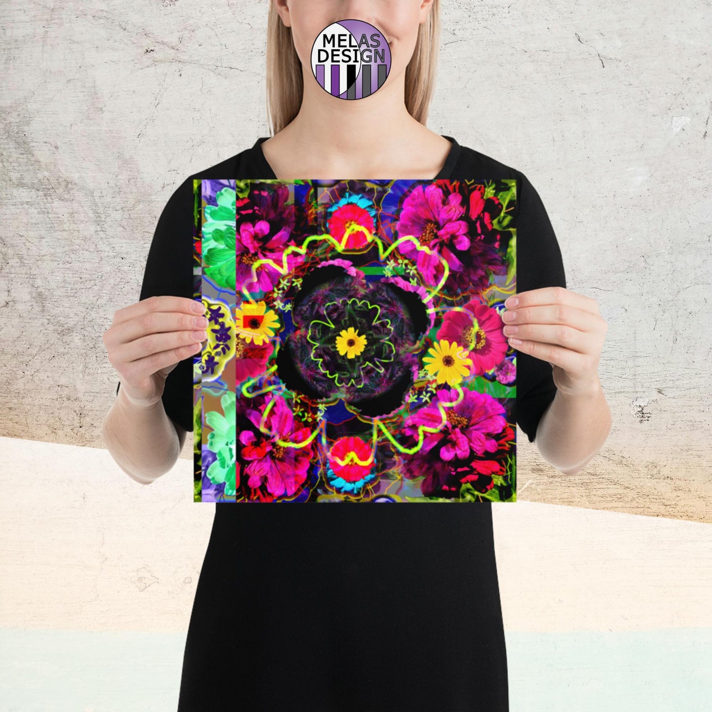 Color Joy Flower Power Abstract Art Print; 12x12; Product mockup