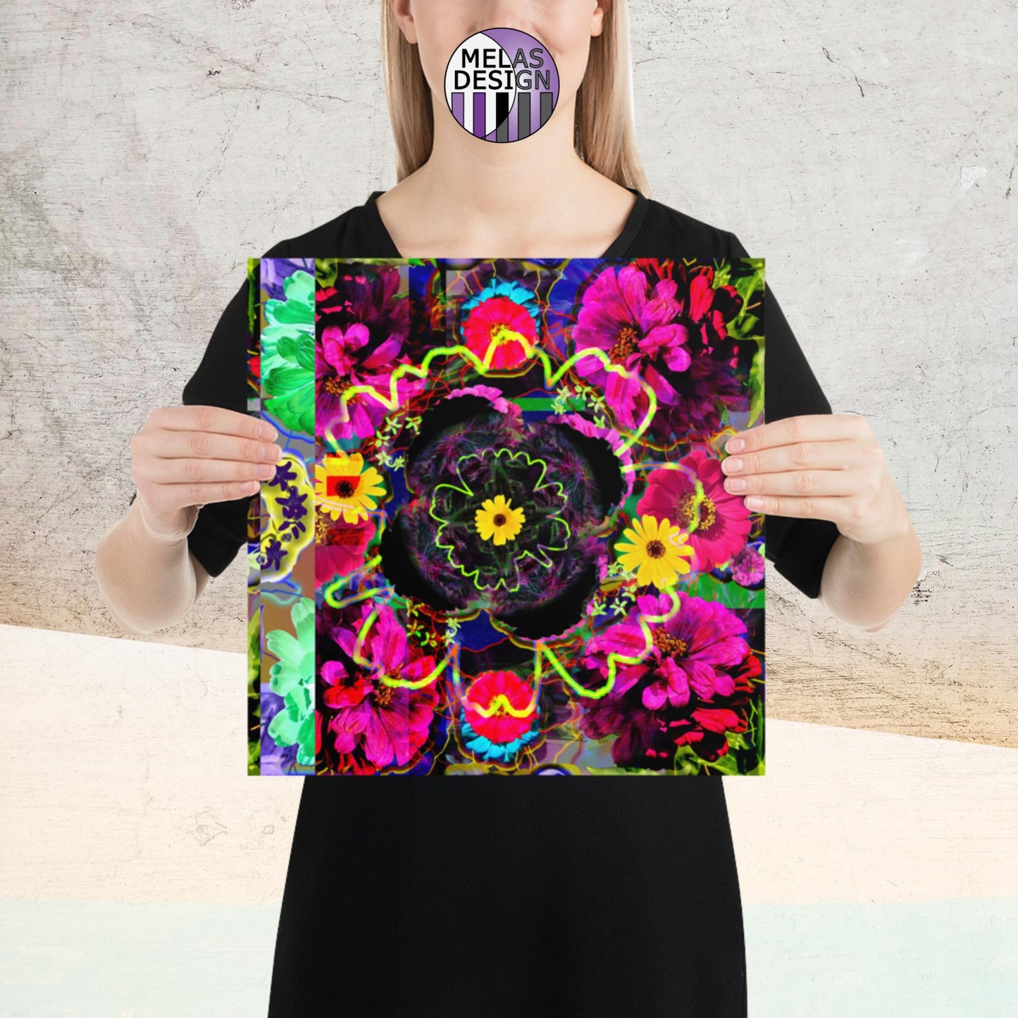 Color Joy Flower Power Abstract Art Print;14x14; Product mockup