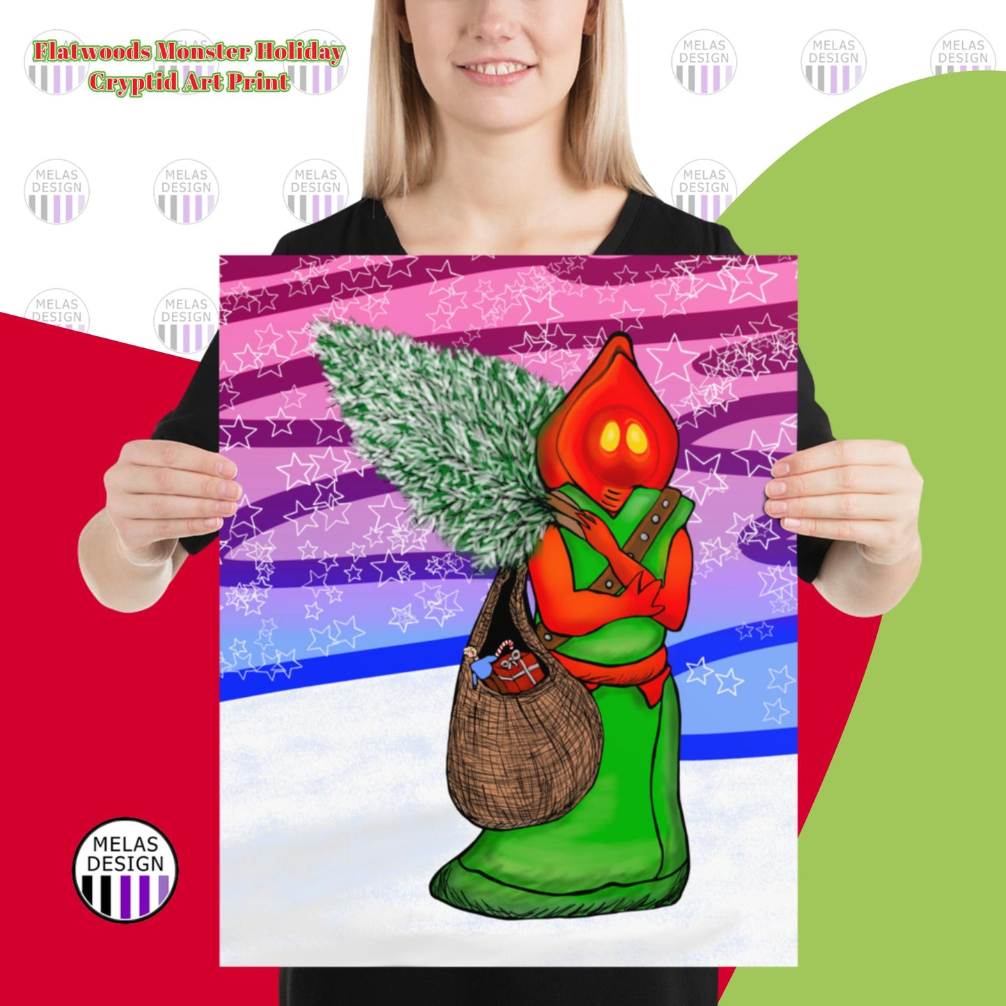 Flatwoods Monster Holiday Cryptid Art Print