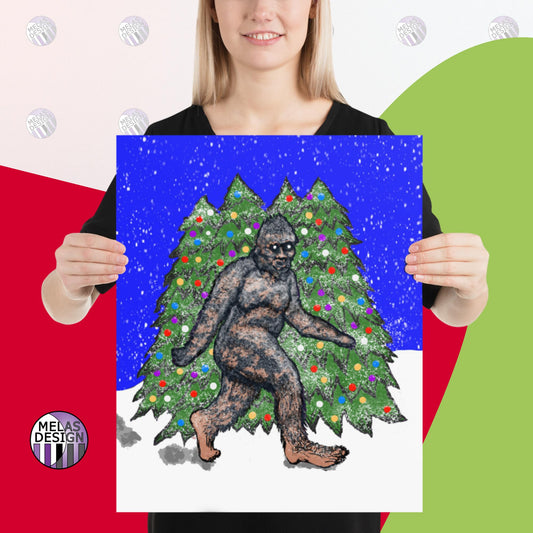 Cryptid; Holiday; Squatch; Art Print Bigfoot; Melasdesign; 16x20