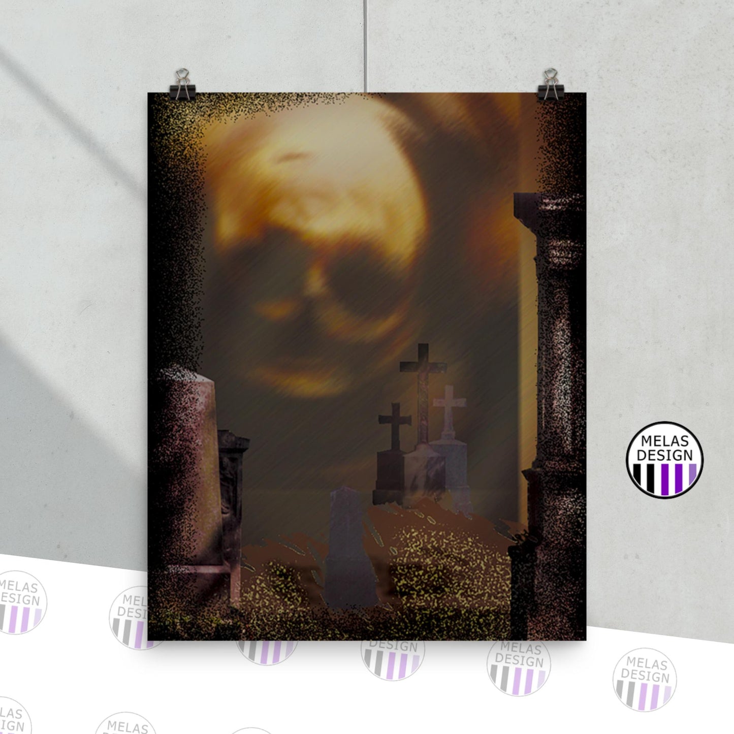 Spooky Gothic Skull Graves Dark Art Print